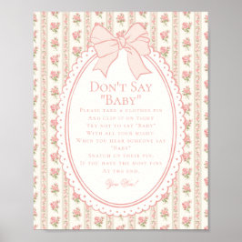 Peach & Beige Fancy Floral Dont Say Baby Game Poster