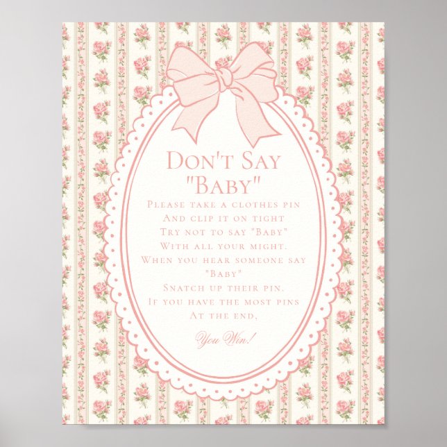 Peach & Beige Fancy Floral Dont Say Baby Game Poster (Framsidan)