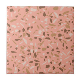 Peach Beige Tan Brown Terrazzo Marble Mönster Kakelplatta