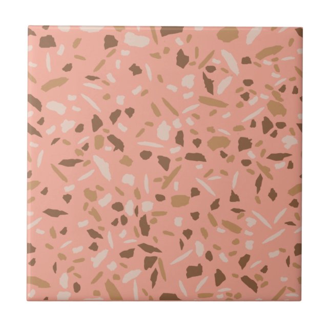 Peach Beige Tan Brown Terrazzo Marble Mönster Kakelplatta (Framsidan)