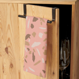 Peach Beige Tan Brown Terrazzo Marble Mönster Kökshandduk