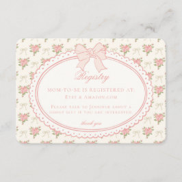Peach & Beige Vintage Fancy Floral Baby Registry Tilläggskort