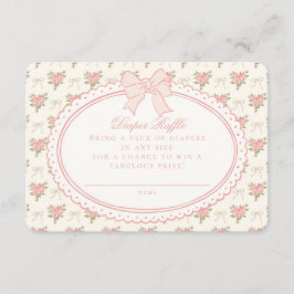 Peach & Beige Vintage Floral Diaper Raffle Insert Tilläggskort