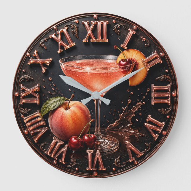 Peach Bellini Cocktail Bar Decor  Stor Klocka (Framsida)