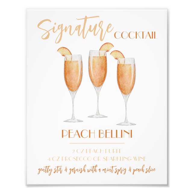 Peach Bellini Signature Cocktail Recipe Fototryck (Framsidan)