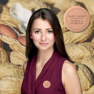 Peach Bilingual Peanut Allergy Alert Spanska Knapp