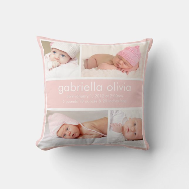 Peach Birth Notification Dekorativ kudde (Framsida)