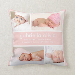 Peach Birth Notification Dekorativ kudde