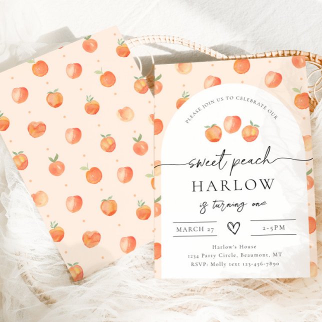 Peach Birthday-inbjudan | Sötpersika Inbjudningar (Skapare uppladdad)