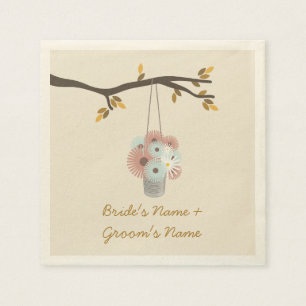 Peach + Blåa blommor Fall Wedlings Napkins Pappersservett