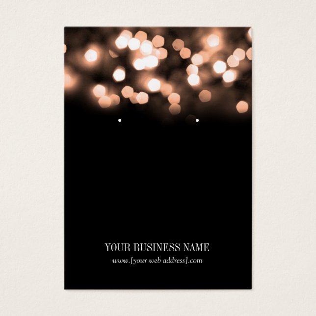 Peach Black Bokeh Ljus Anpassningsbar Earring Card Visitkort (Framsidan)