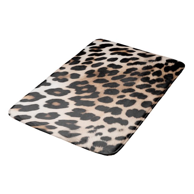 Peach Black Cream Leopard Animal Badrumsmatta (Vinklad)