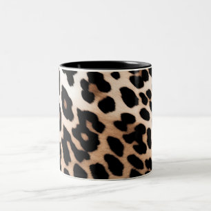 Peach Black Cream Leopard Animal Två-Tonad Mugg