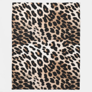 Peach Black Cream Leopard Fleecefilt