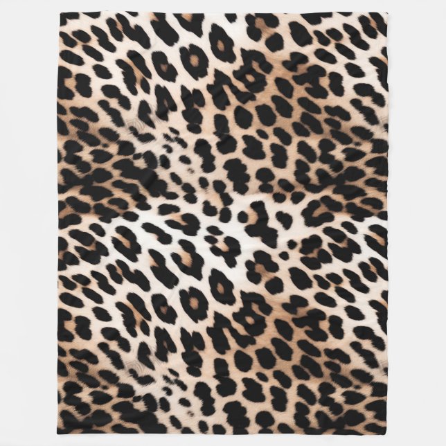 Peach Black Cream Leopard Fleecefilt (Framsidan)
