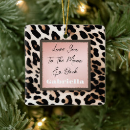 Peach Black Cream Leopard Julgransprydnad Keramik