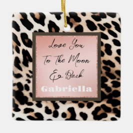 Peach Black Cream Leopard Julgransprydnad Keramik