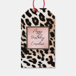 Peach Black Cream Leopard Presentetikett