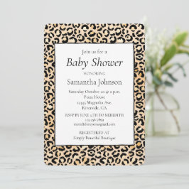 Peach Black Leopard Skriv ut Inbjudningar