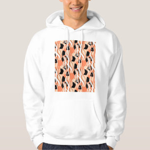 Peach Black White Abstrakt Mönster. Hoodie