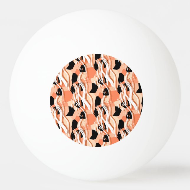 Peach Black White Abstrakt Mönster. Pingisboll (Framsidan)