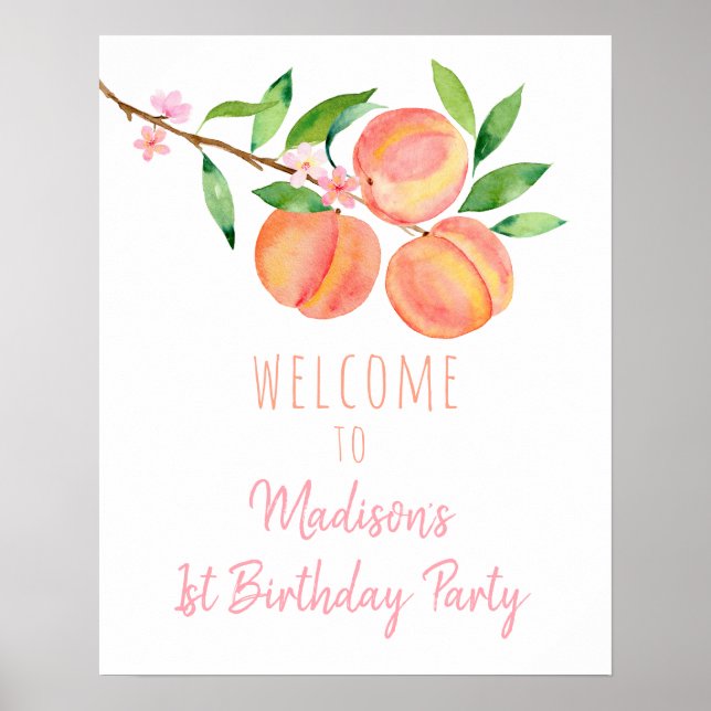 Peach Blommar 1 Sweet Peach Birthday Välkommen Poster (Framsidan)