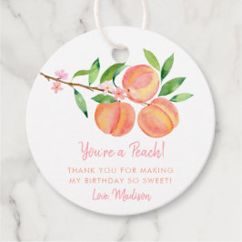 Peach Blommar Birthday Tack Gåvor Etiketter