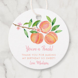 Peach Blommar Birthday Tack Gåvor Etiketter