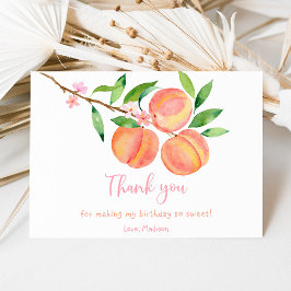 Peach Blommar Birthday Tack Kort