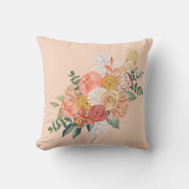 Peach Blommar Bouquet Pillow Kudde