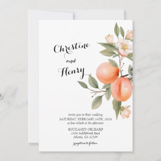 Peach Blommar bröllopsinbjudan Inbjudningar