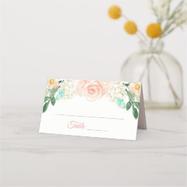  Peach Blommar Flowers Bröllop Place Card Placeringskort