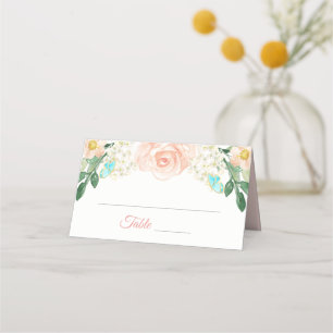  Peach Blommar Flowers Bröllop Place Card Placeringskort