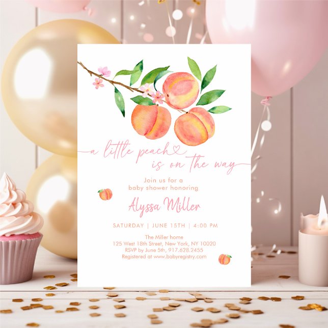 Peach Blommar Little Peach Baby Shower Inbjudningar (Skapare uppladdad)
