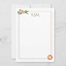 Peach Blommar Monogram Note Card
