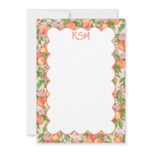 Peach Blommar Monogram Note Card