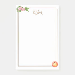 Peach Blommar Monogram Post it Notes Post-it Block