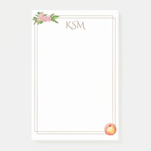 Peach Blommar Monogram Post it Notes Post-it Block (Framsida)