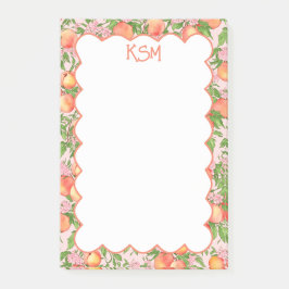 Peach Blommar Monogram Post it Notes Post-it Block