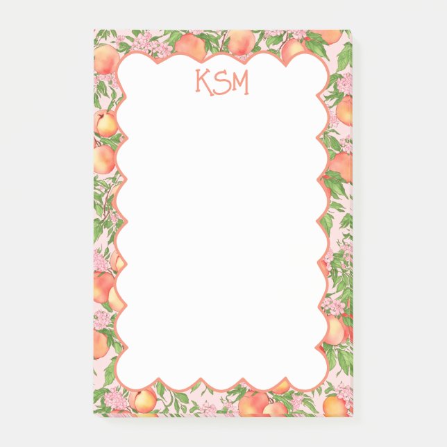 Peach Blommar Monogram Post it Notes Post-it Block (Framsida)