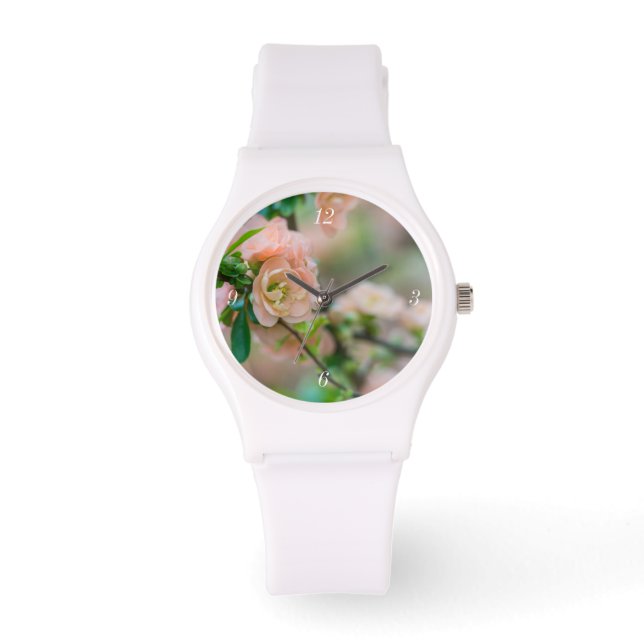 Peach Blommar Quince Armbandsur (Framsida)