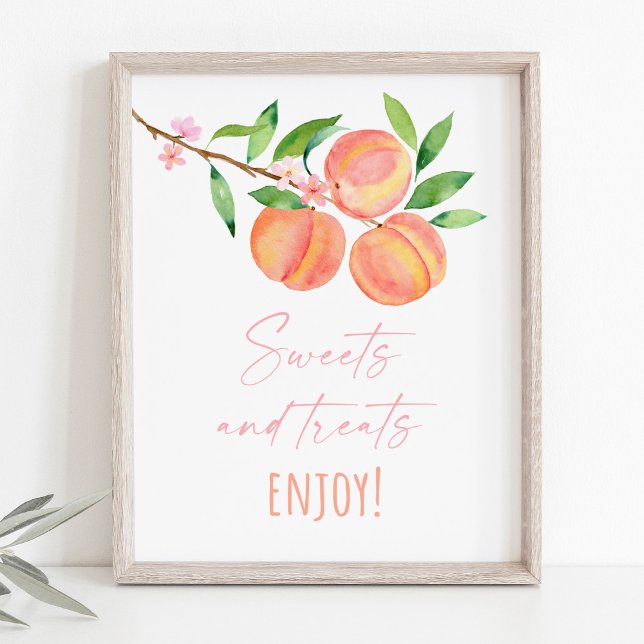 Peach Blommar Sweet Trets Birthday Sign Poster (Skapare uppladdad)