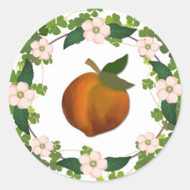 Peach Blommar Utandning Runt Klistermärke