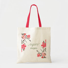 Peach Blommar Watercolor Mors dag Tote Bag Tygkasse