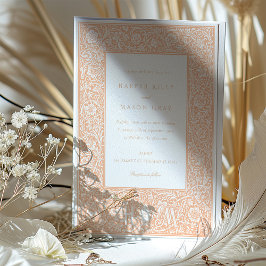 Peach Blommar William Morris Inspired Bröllop Inbjudningar