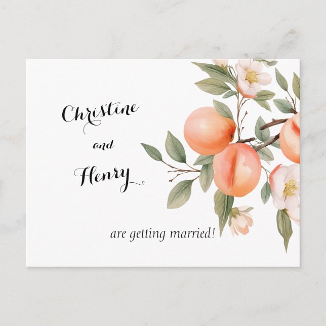 Peach-Blommarna Spara datum Vykort (Framsida)