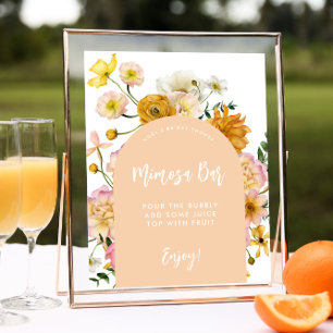 Peach Blommigt Arch Mimosa Pub-tecken Poster