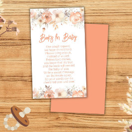 Peach Blommigt Baby Shower Bokar för Baby Tilläggskort