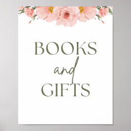 Peach Blommigt Baby Shower Bokar & Gifts Poster