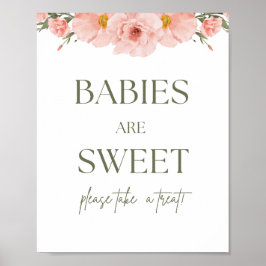Peach Blommigt Baby Shower Spädbarn är Sweet Poste Poster